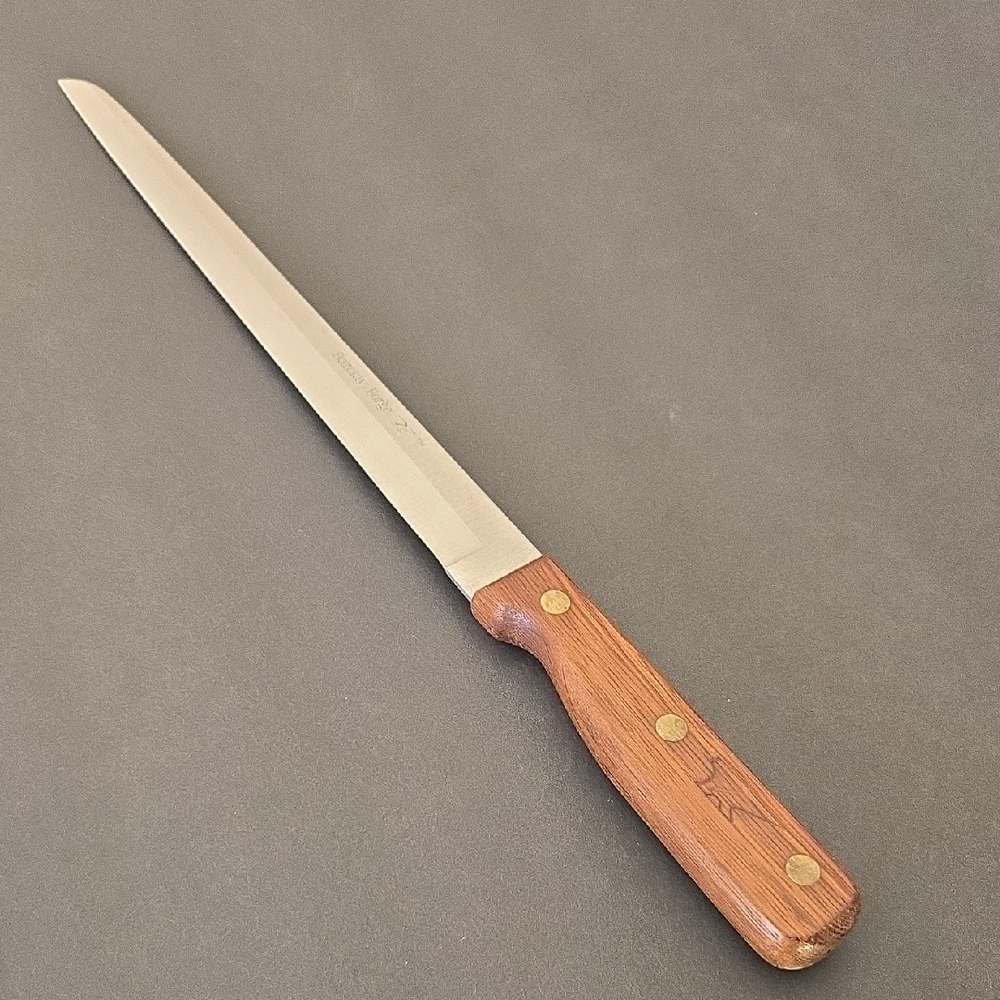 Vintage 10" Blade BARCLAY FORGE Stainless Steel Wood Handle Knife